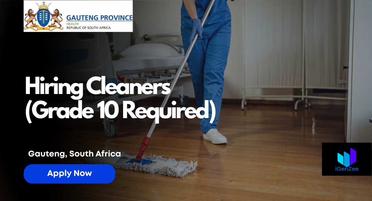 Department of Health Hiring Cleaners (Grade 10 Required) – Apply Before 15 May 2026